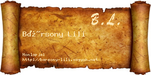 Bársony Lili névjegykártya